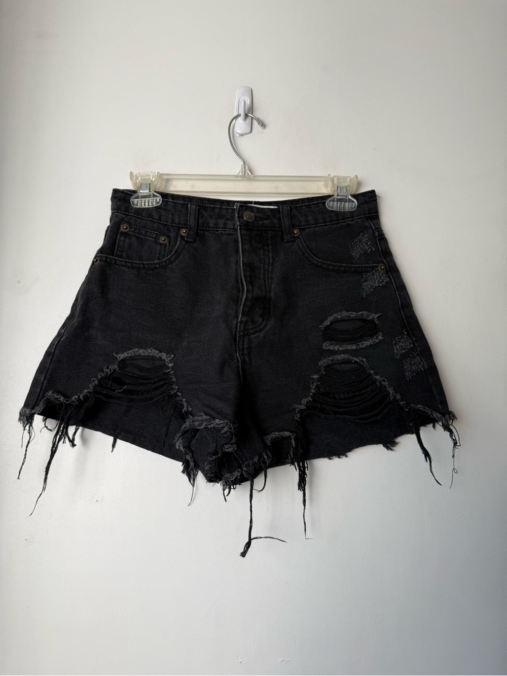 Signature 8 Black Distressed Denim Shorts S